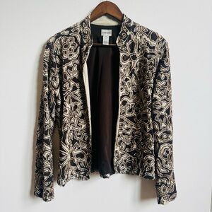 Chico's Women's Brown Beaded Patterned Jacket Size 0